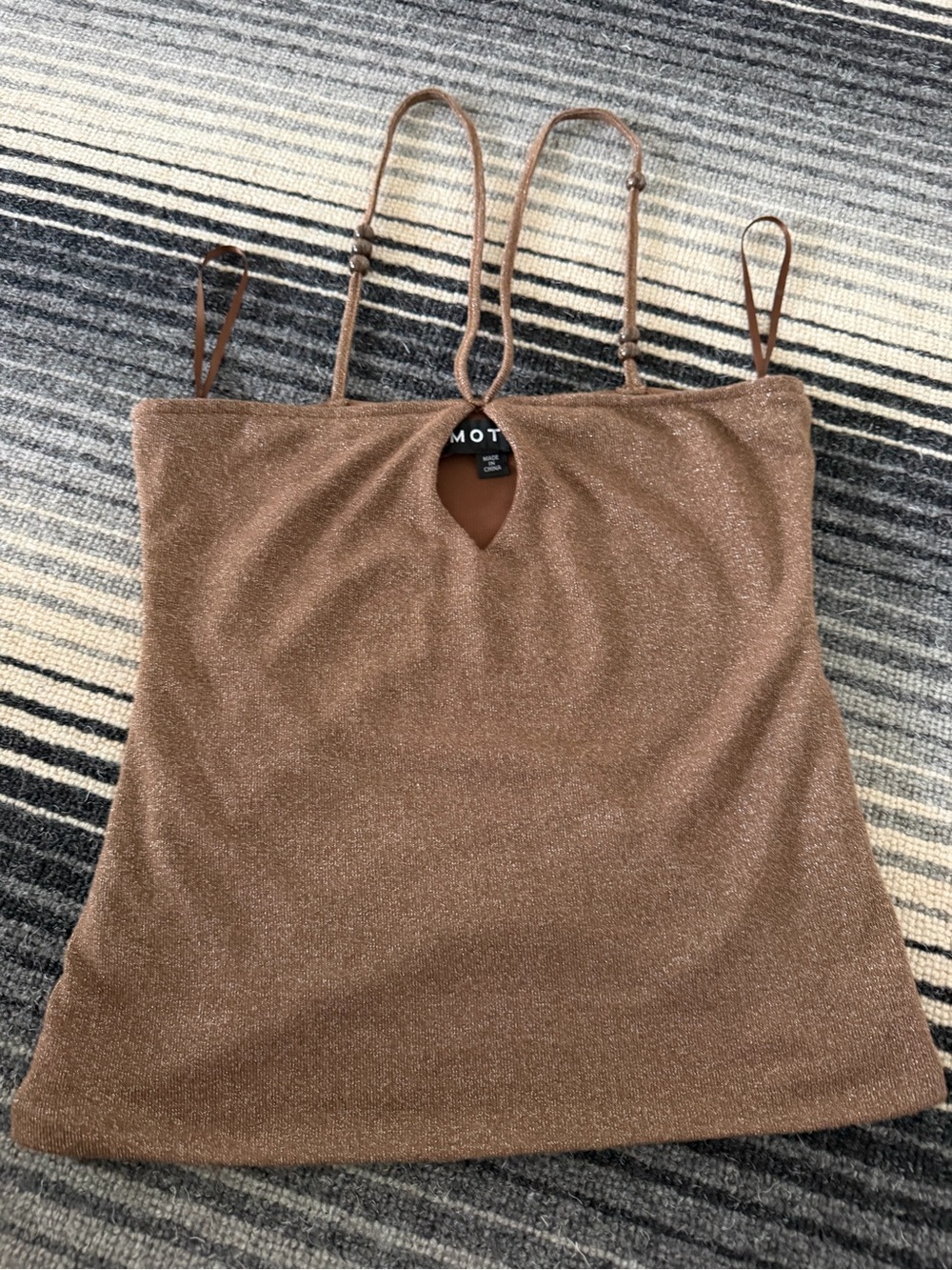 Motel Rocks Brown Shimmer Keyhole Cami with Double Straps